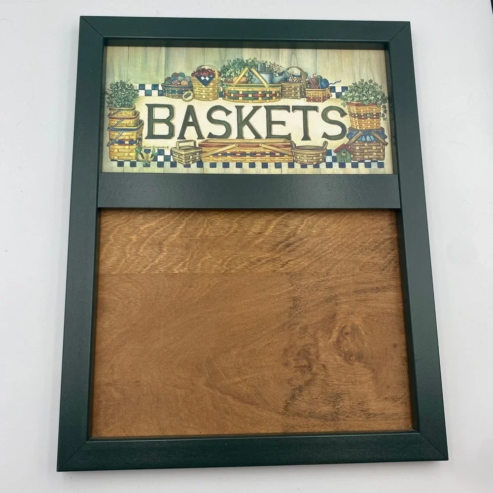 Laurie‎ Korsgaden Wooden Wall Calendar Holder Green Country Baskets Art